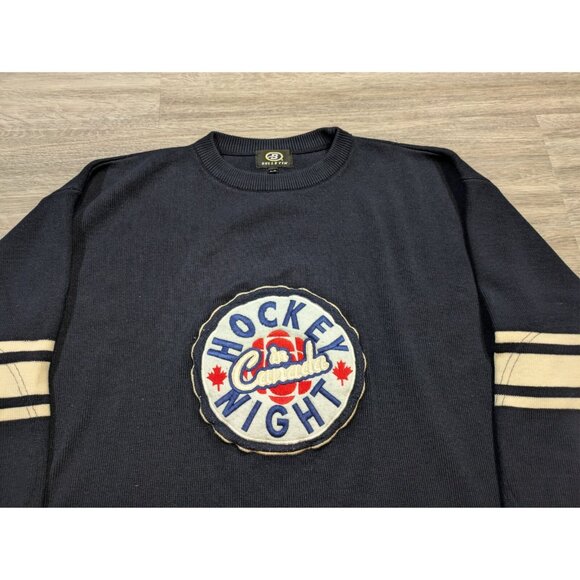 Vintage Bulletin Men's Large Hockey Night in Canada Jersey Sweater Knit NHL CBC - Picture 3 of 10